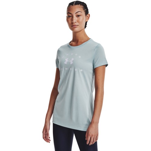 Under Armour Women's Tech Solid Logo Arch T-Shirt Breaker Blue \/ White