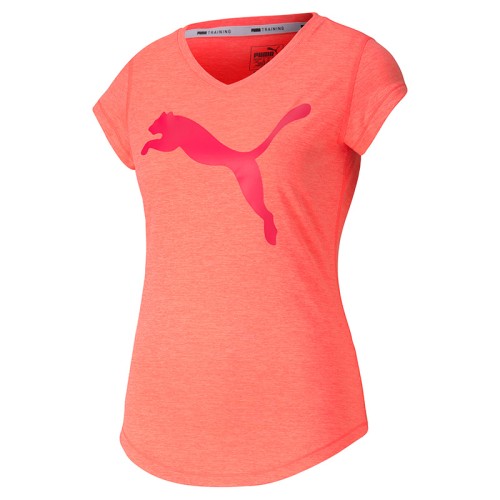 Puma Women's Heather Cat V Neck T-Shirt Ignite Pink