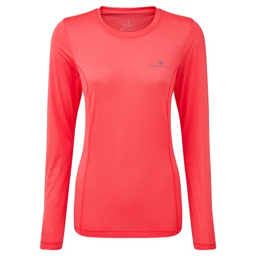 Ronhill Women's Tech Long Sleeve T-Shirt Hot Pink Marl \/ Pewter